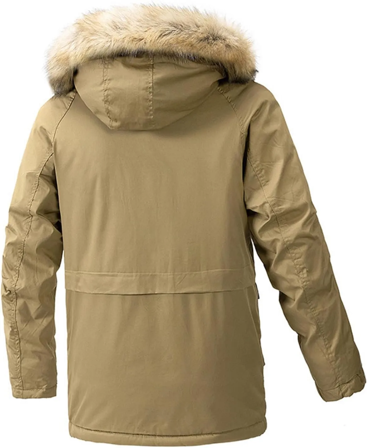 Men's Thick Thermal Jacket Winter Warm Windbreak Zip Front Fleece Lined Military Jacket with Removable Fur Hooded