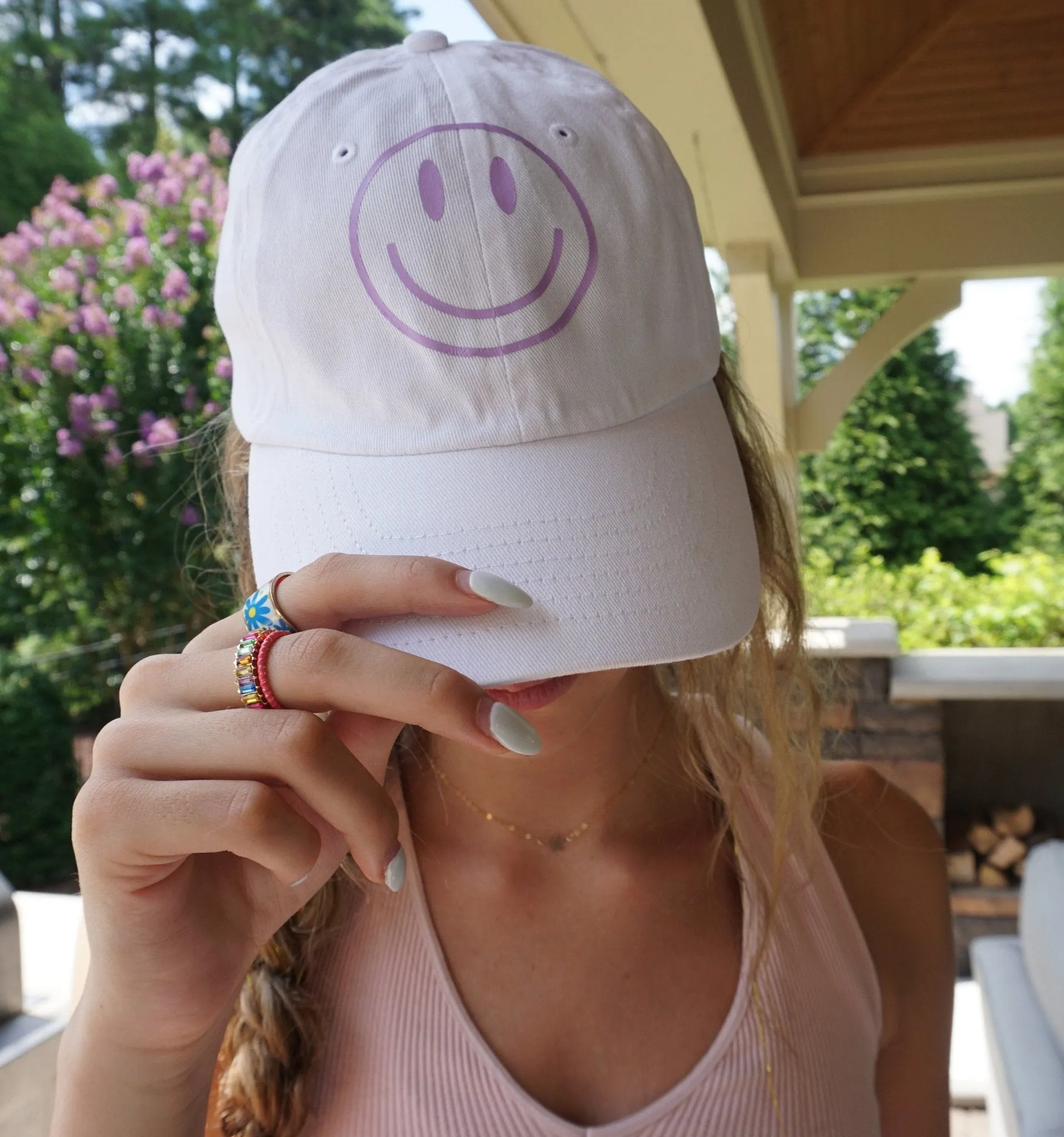 Pastel Retro Smiley Face Dad Hat