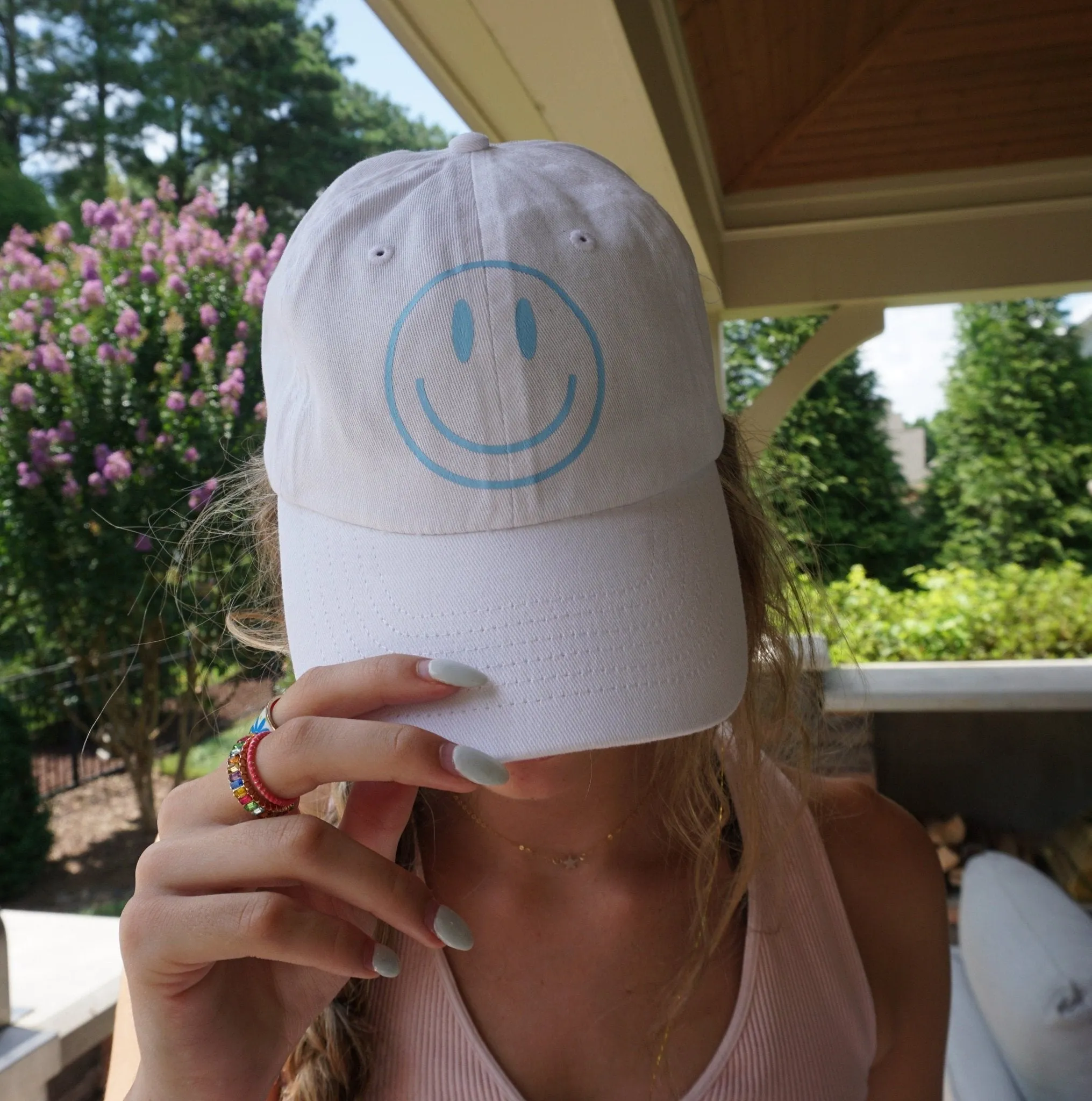 Pastel Retro Smiley Face Dad Hat