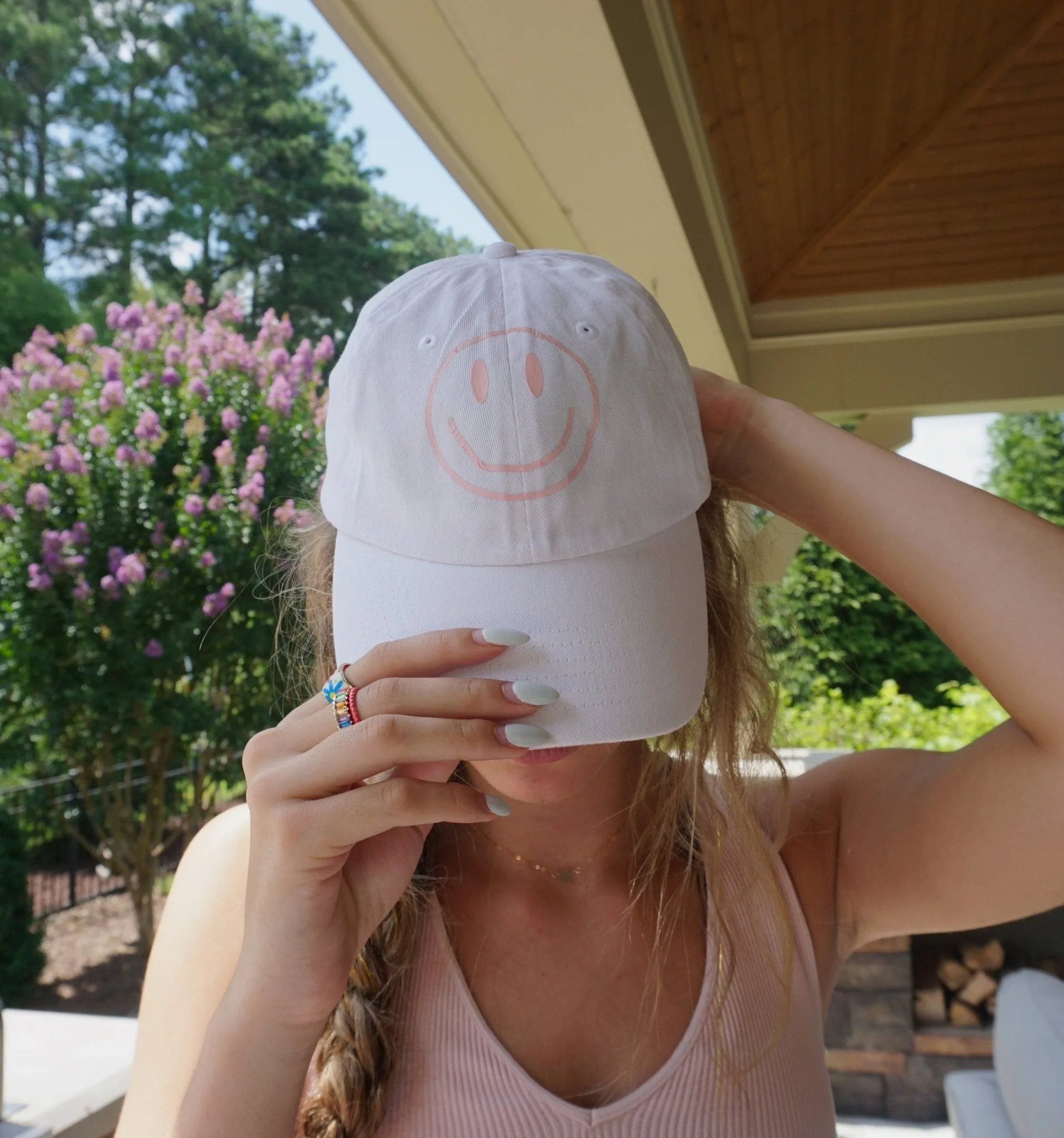 Pastel Retro Smiley Face Dad Hat