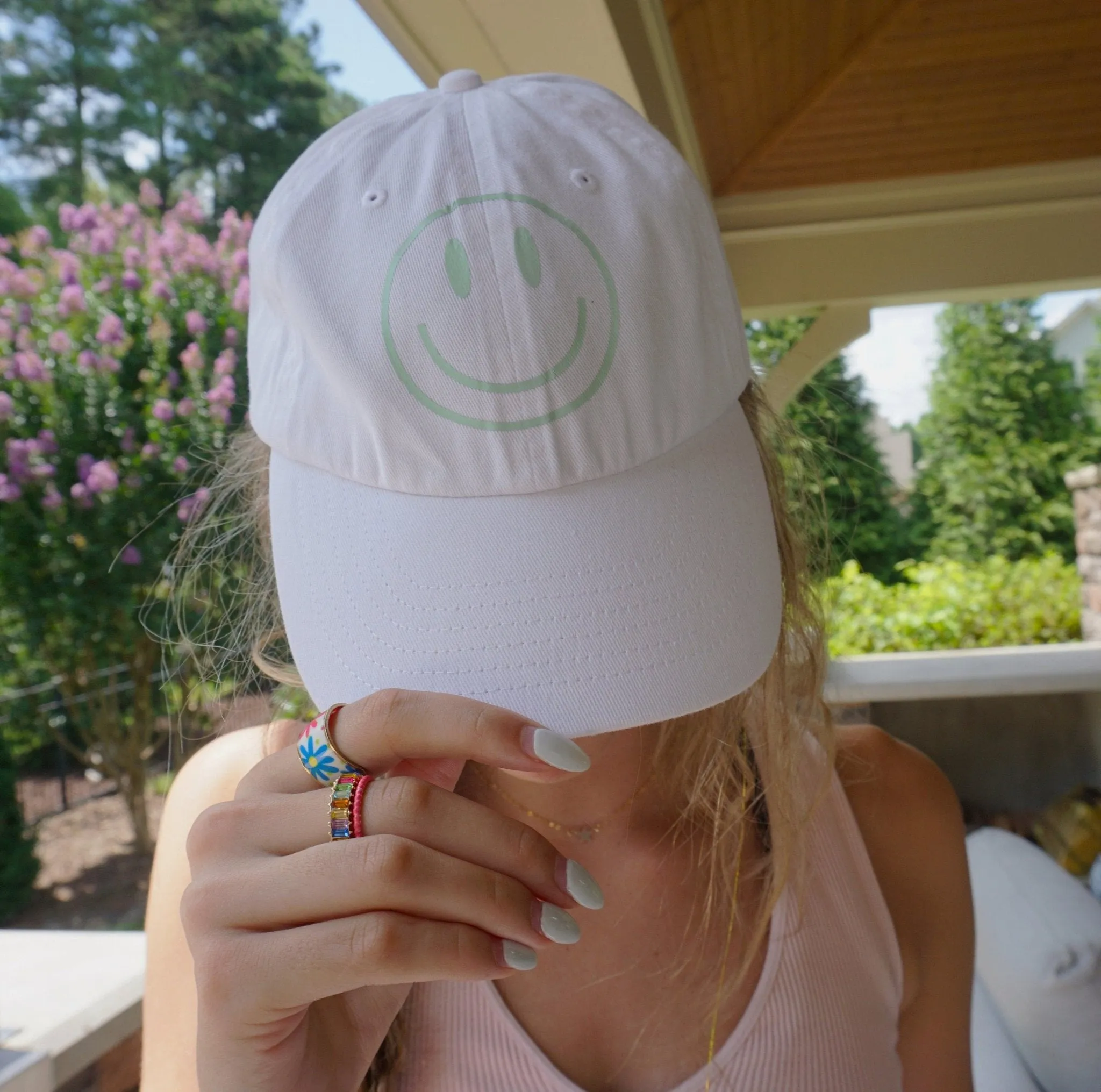 Pastel Retro Smiley Face Dad Hat