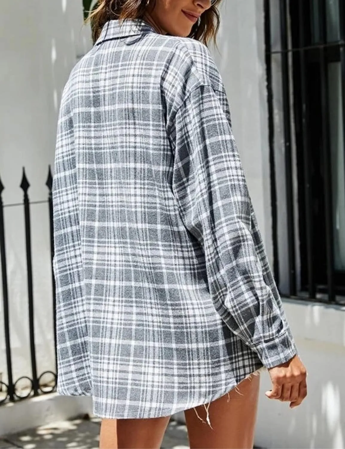 Plaid Flannel Shirts for Women Oversized Button Down Long Sleeve Buffalo Shirts Blouse Tops