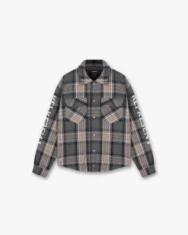 Quilted Flannel Overshirt - Grey Check