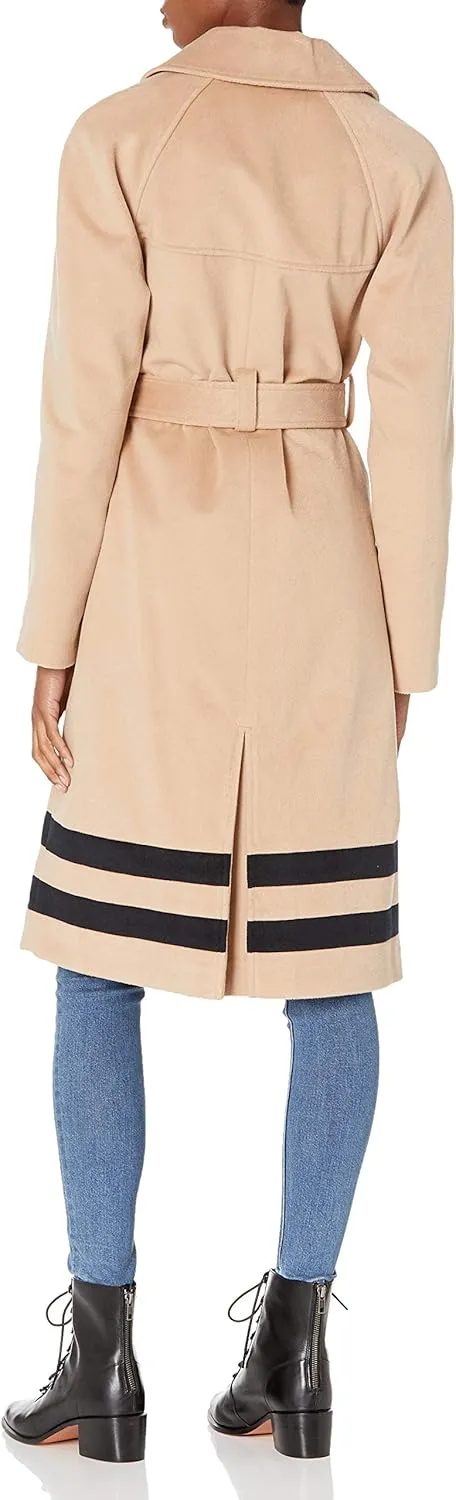 RACHEL Rachel Roy Women's Border Design Belted Wrap Trench Coat