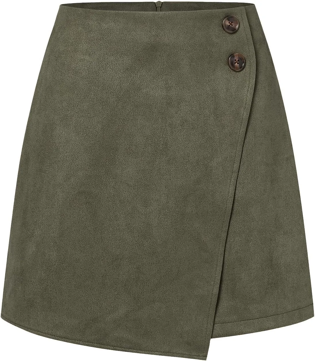 Sheface Women's Faux Suede Irregular Hem Skirt Solid High Waist Zipper A-Line Mini Bodycon Skirt