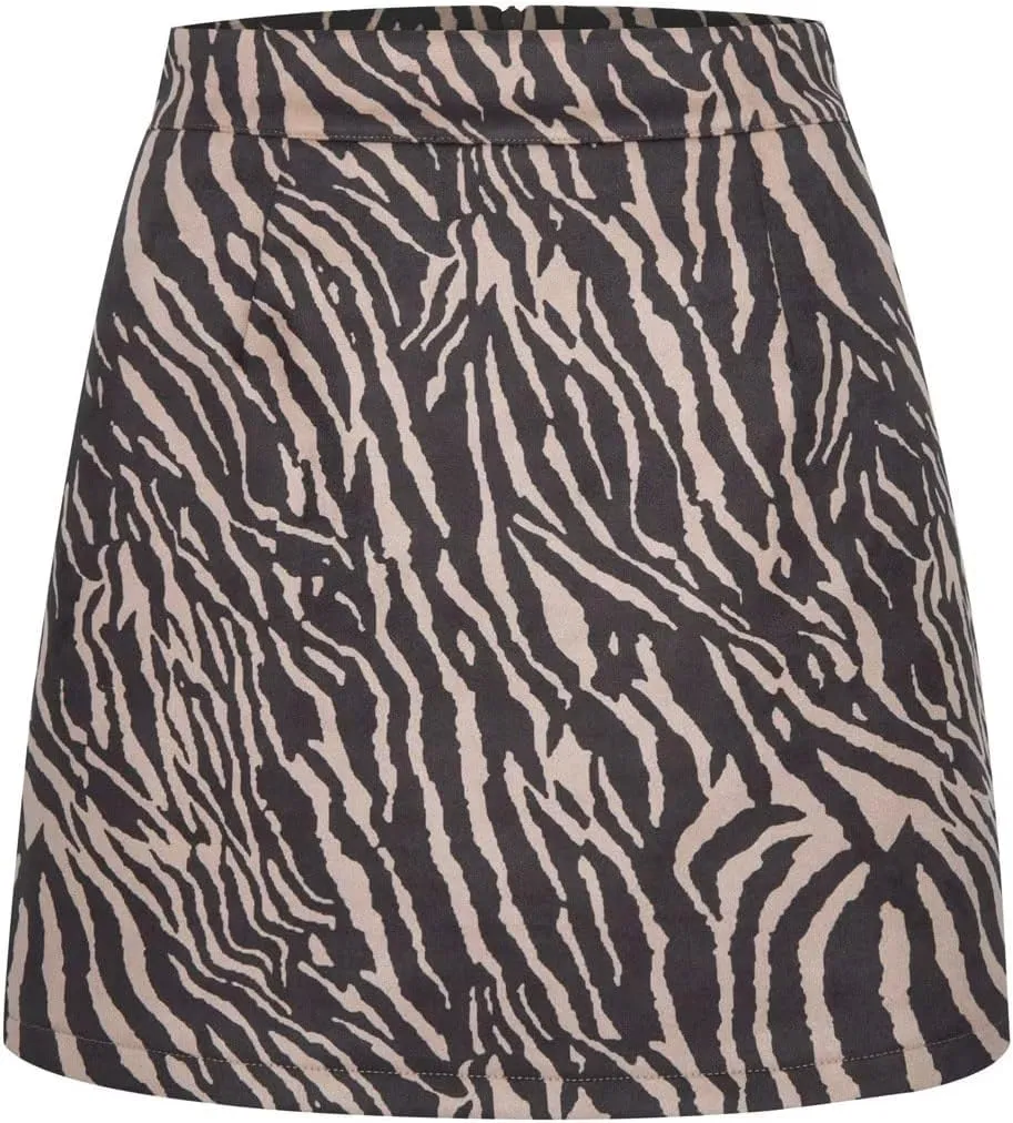 Sheface Women's Faux Suede Wrap Hip Short Skirt High Waist Zipper Side Split A-Line Mini Bodycon Skirt