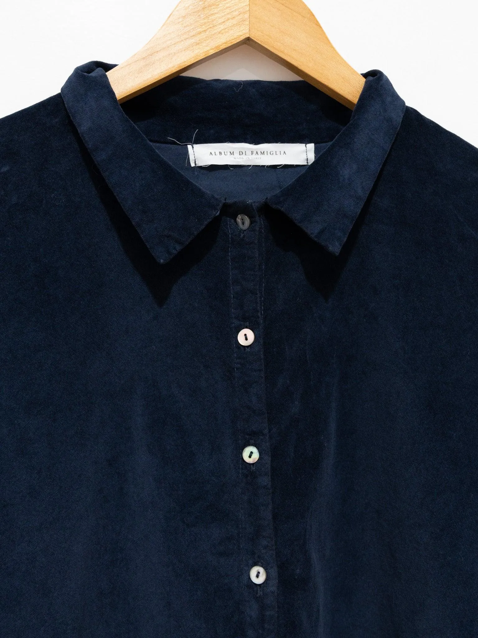 Velvet Collar Dress - Navy