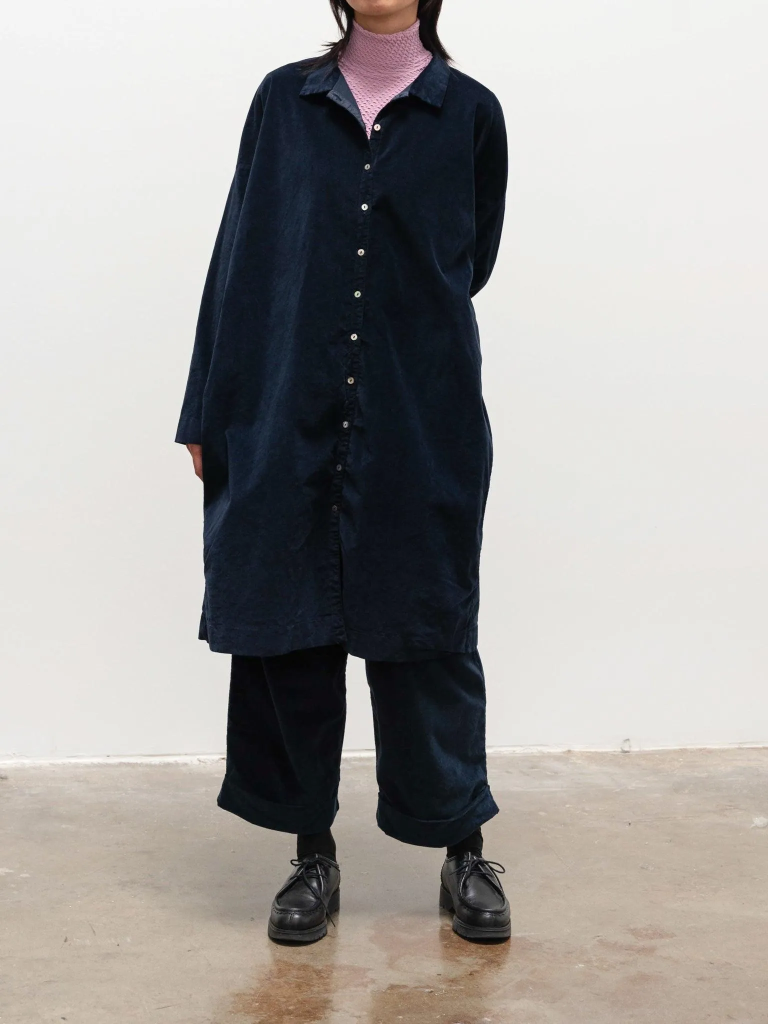 Velvet Collar Dress - Navy