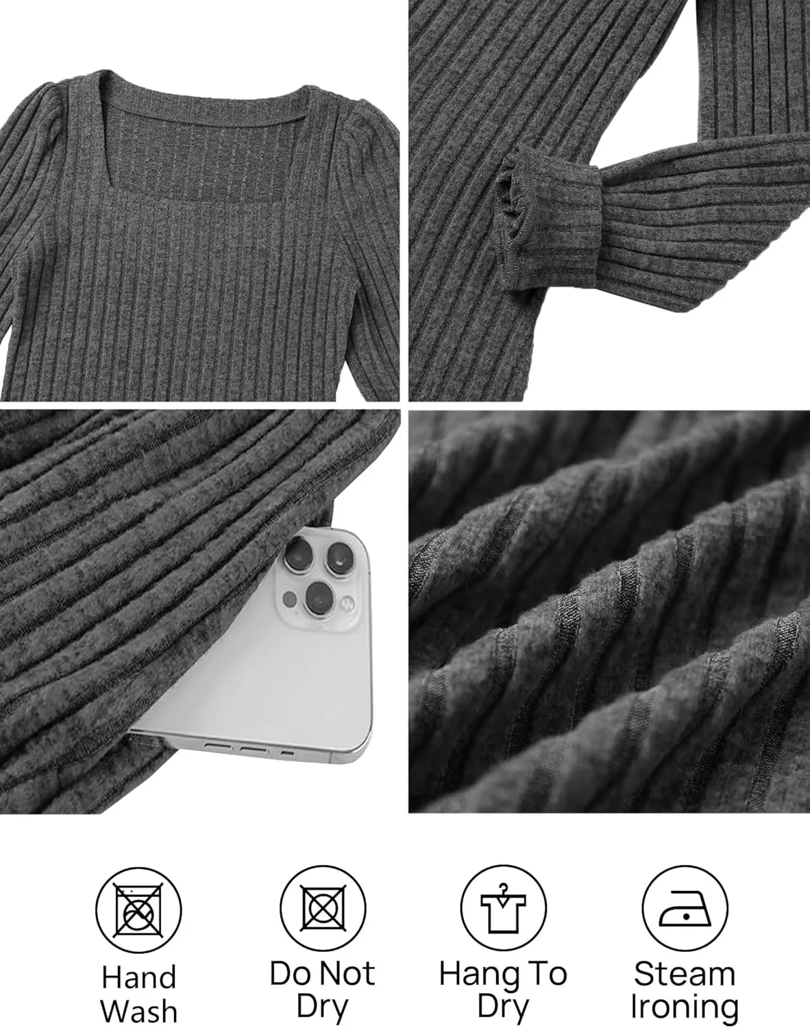 Womens Nursing Fall Dresses Square Neck Long Sleeve Winter Babydoll Dress with Pockets