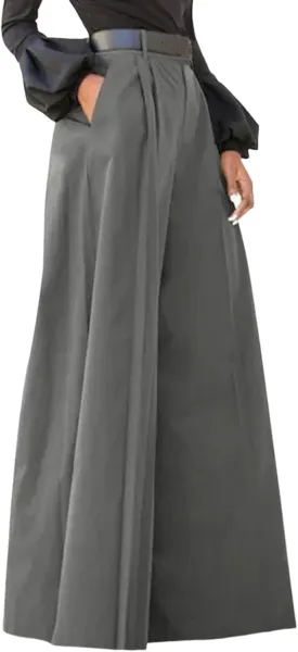 Women's Pleated Casual Trousers Summer Linen Comfy Trousers High Waisted Drawstring Lounge Pants with Pockets