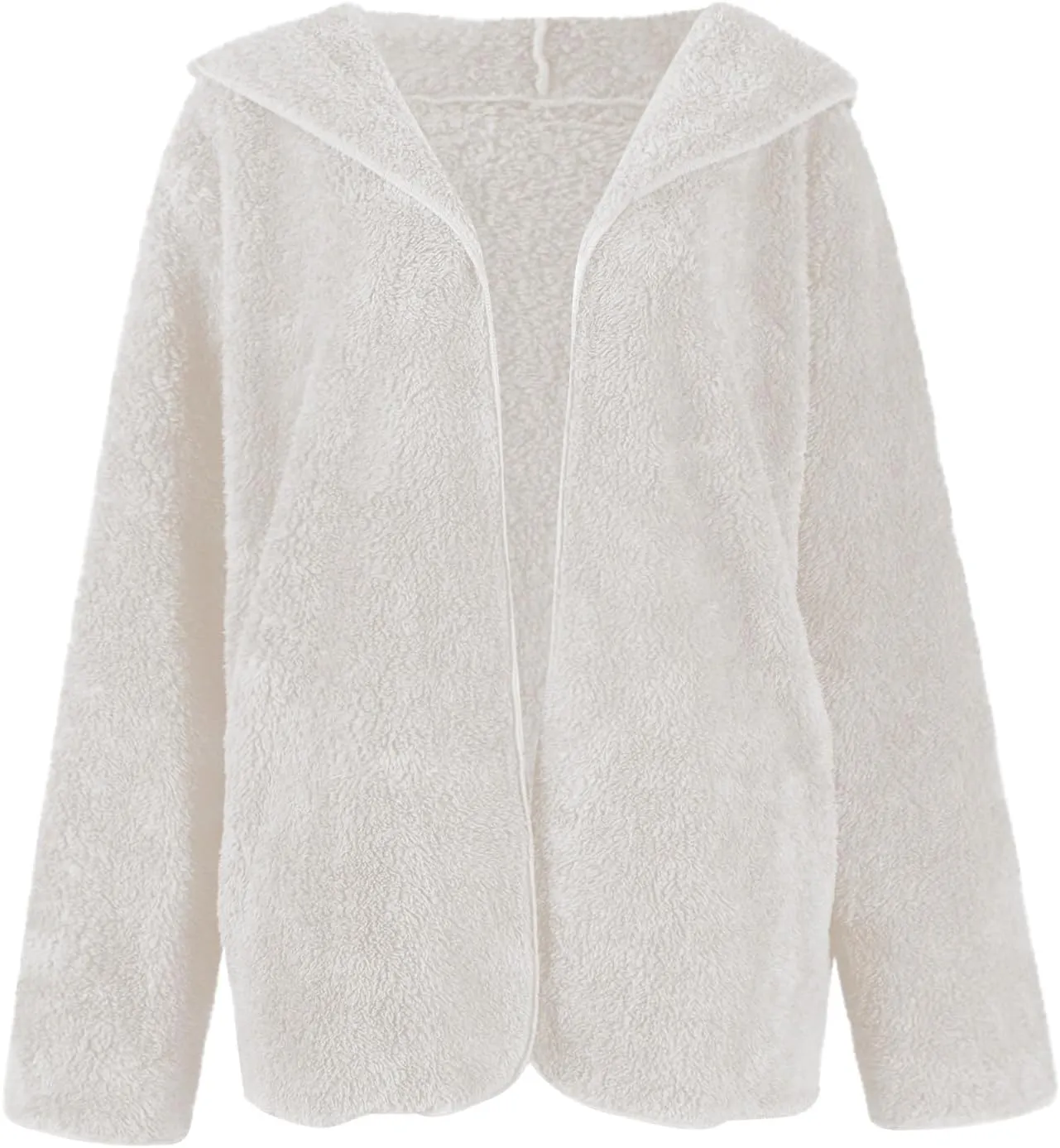 Womens Sherpa Jacket Oversized Fuzzy Fleece Teddy Coat Slouchy Open Front Hooded Cardigan with Pockets Winter Clothes