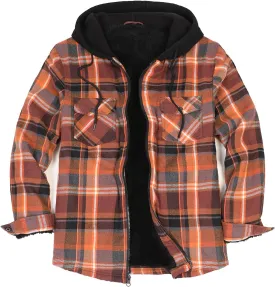 ZENTHACE Mens Sherpa Lined Flannel Shirt Jacket with Hood,Plaid Shirt-Jac,all Sherpa Lining