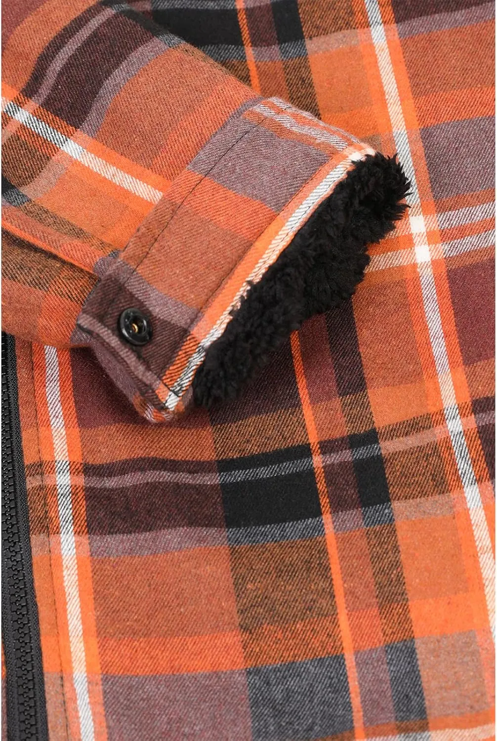 ZENTHACE Mens Sherpa Lined Flannel Shirt Jacket with Hood,Plaid Shirt-Jac,all Sherpa Lining